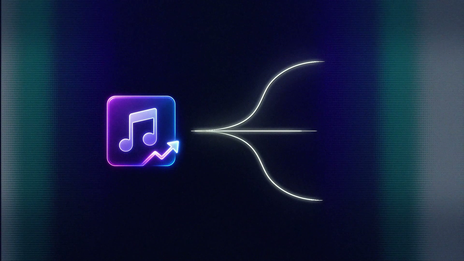 Music analytics icon branching into three paths